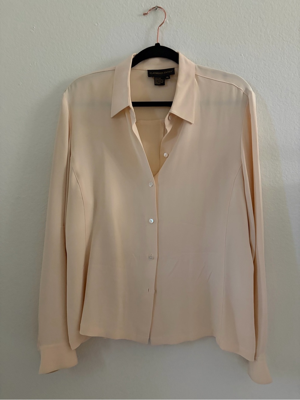 Classiques Entier Beige Silk Button-Up Blouse